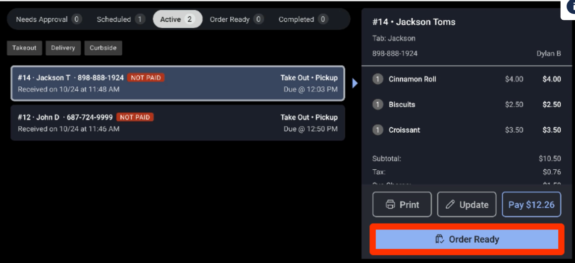 Manage Order Ready Texts From the Orders Hub