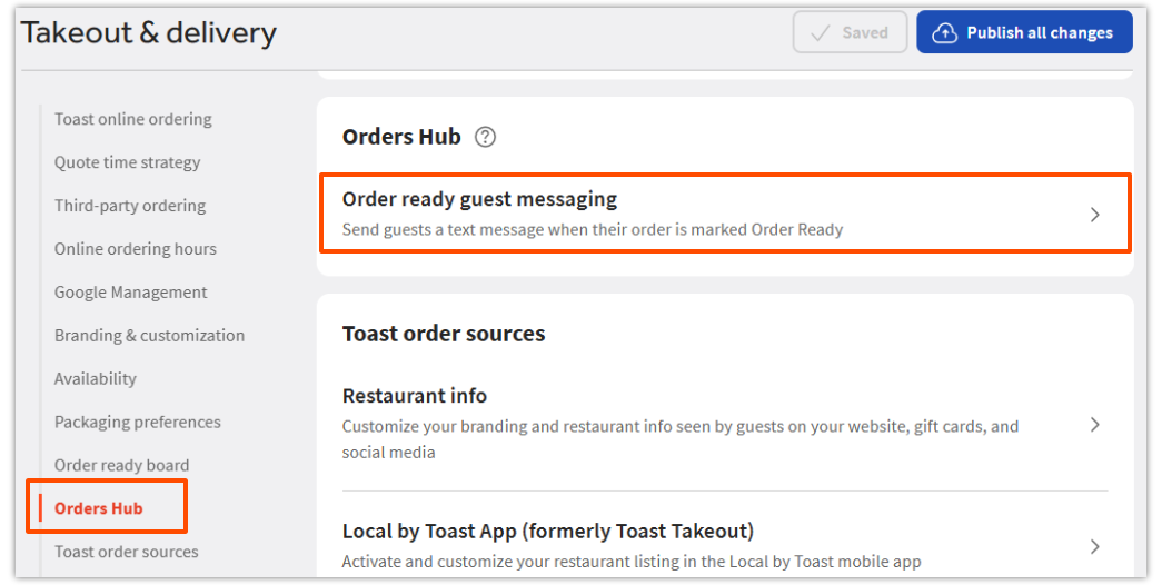 Manage Order Ready Texts From the Orders Hub