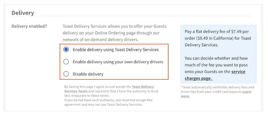 Get Started With Toast Delivery Services®
