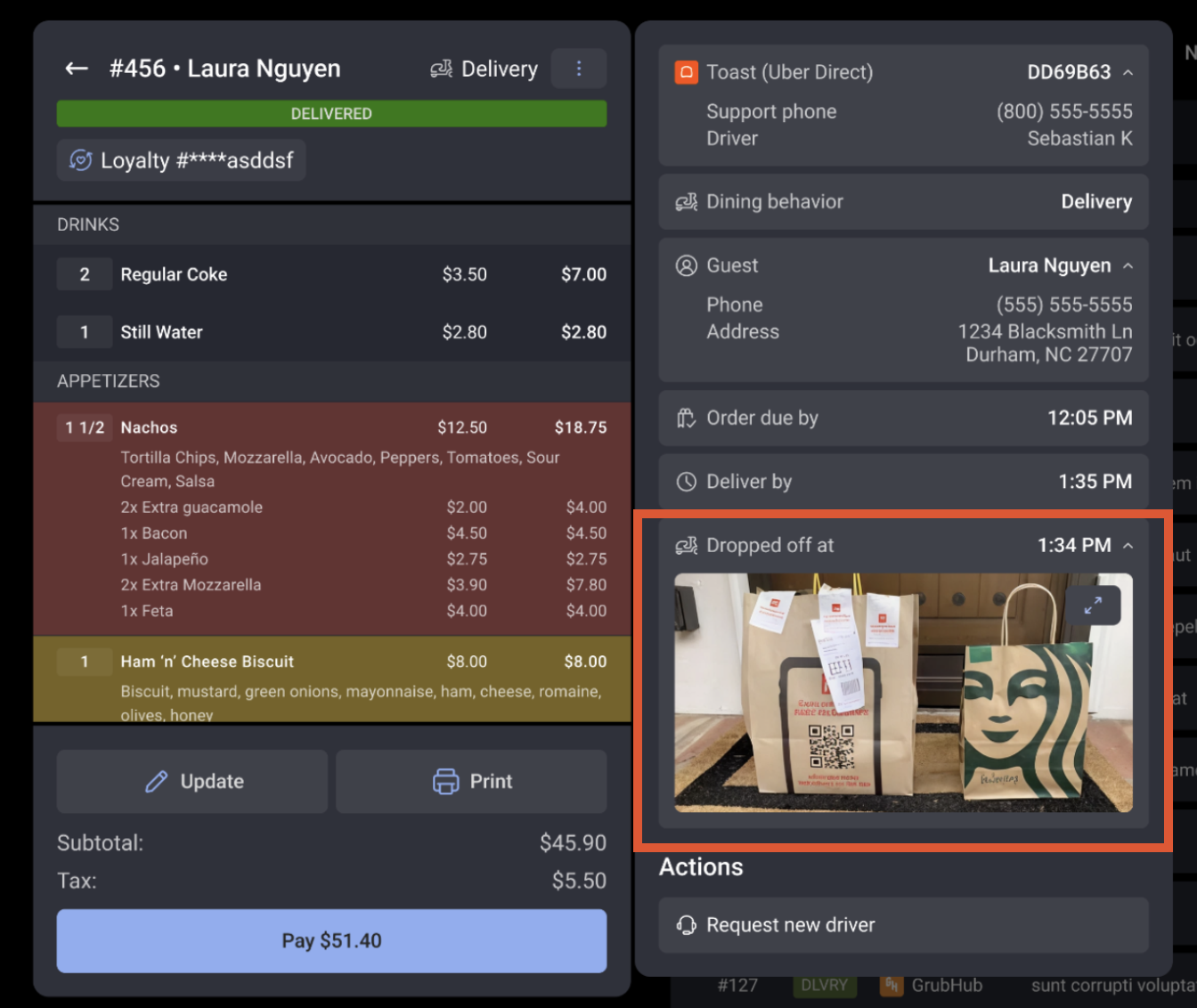 Toast Delivery Services® Order Status Tracking
